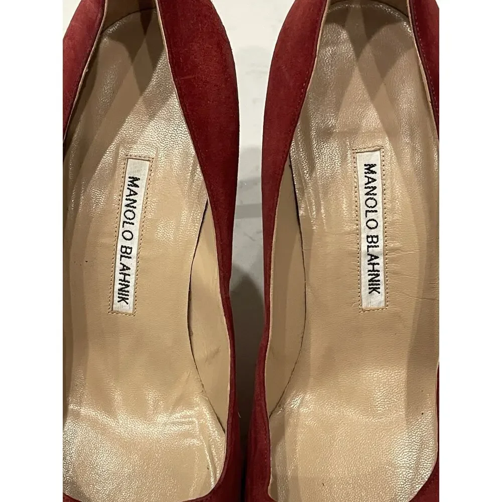 MANOLO BLAHNIK - BB Red Suede Pumps Size 40